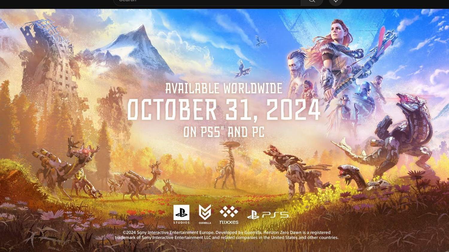 Oznámen Horizon Zero Dawn Remastered pro PlayStation 5 a PC