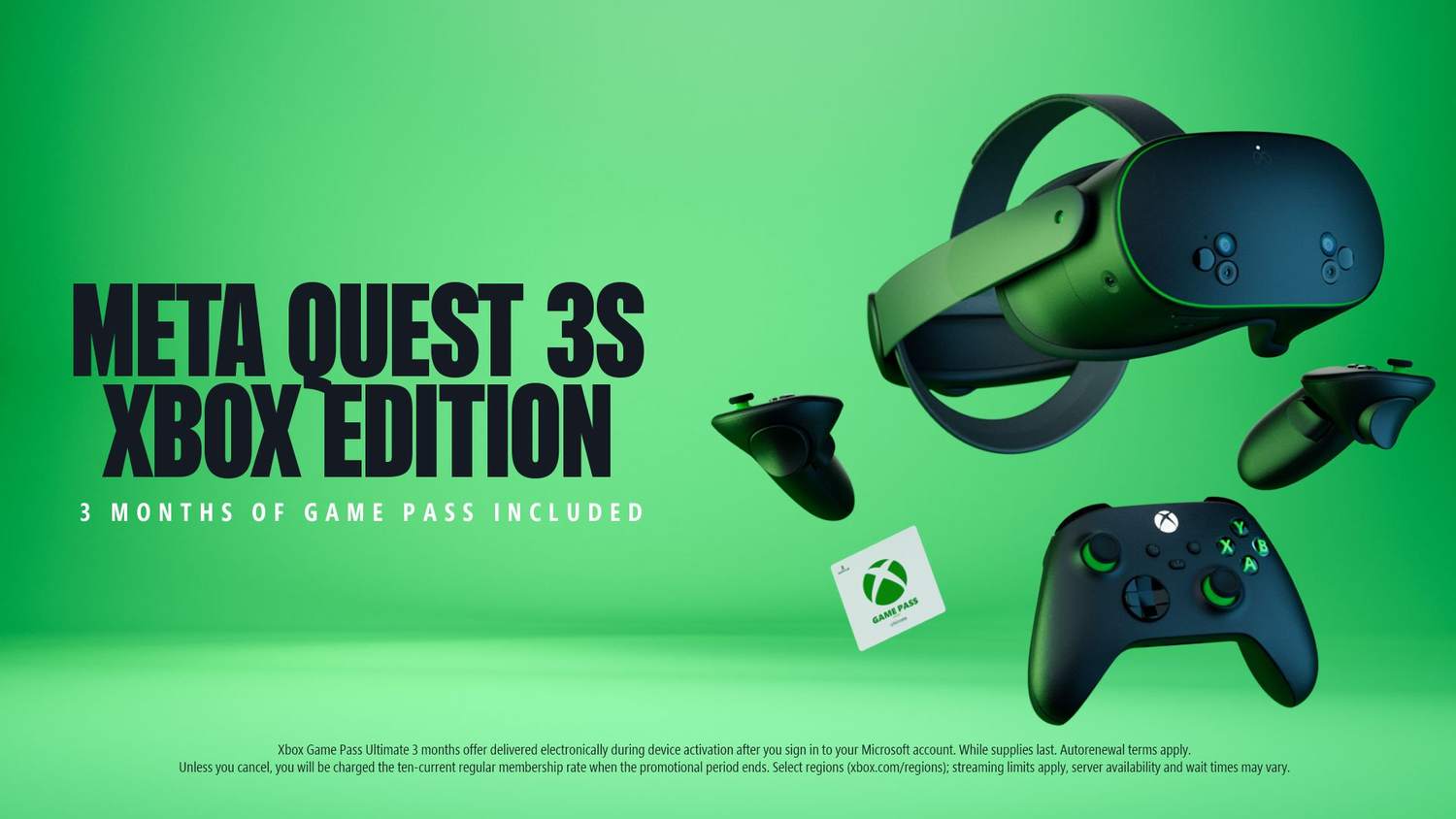 Oznámen headset pro virtuální realitu Meta Quest 3S Xbox Edition