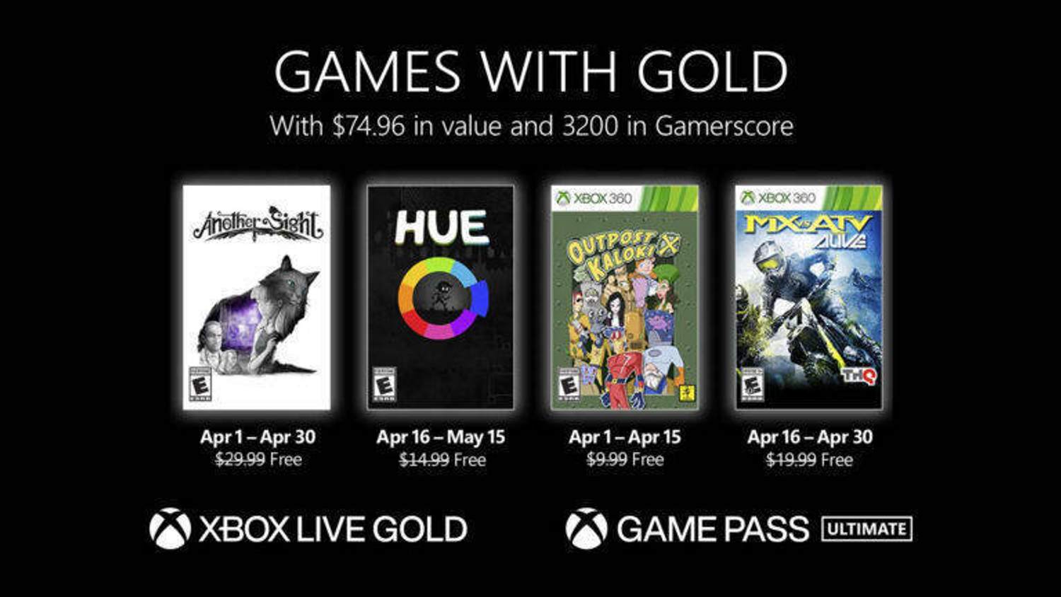 Oznámena dubnová nabídka her v předplatném Xbox Live Gold