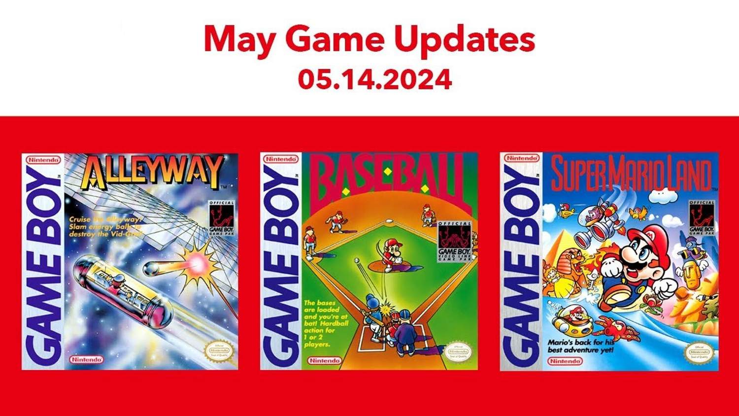 Nintendo přidalo do svého online předplatného hry Alleyway, Baseball a Super Mario Land
