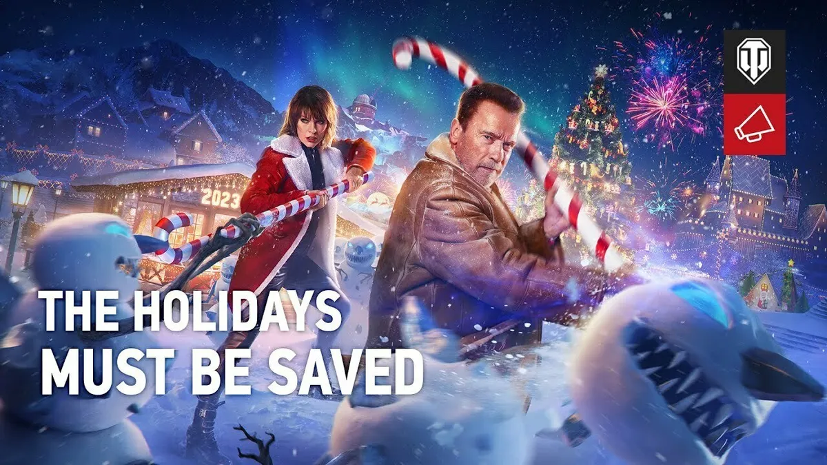 Hlavní obrázek článku: Ve vánočním eventu World of Tanks bude hráče provázet Arnold Schwarzenegger a Milla Jovovich