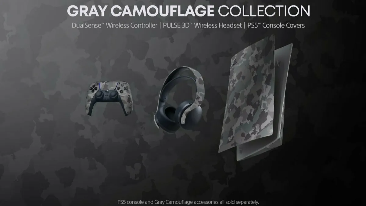 Hlavní obrázek článku: Sony oznámila novou barvu Gray Camouflage pro DualSense, Pulse headset i PS5