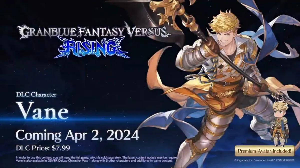 Hlavní obrázek článku: Začátkem dubna se dostane do Granblue Fantasy Versus: Rising bojovník Vane