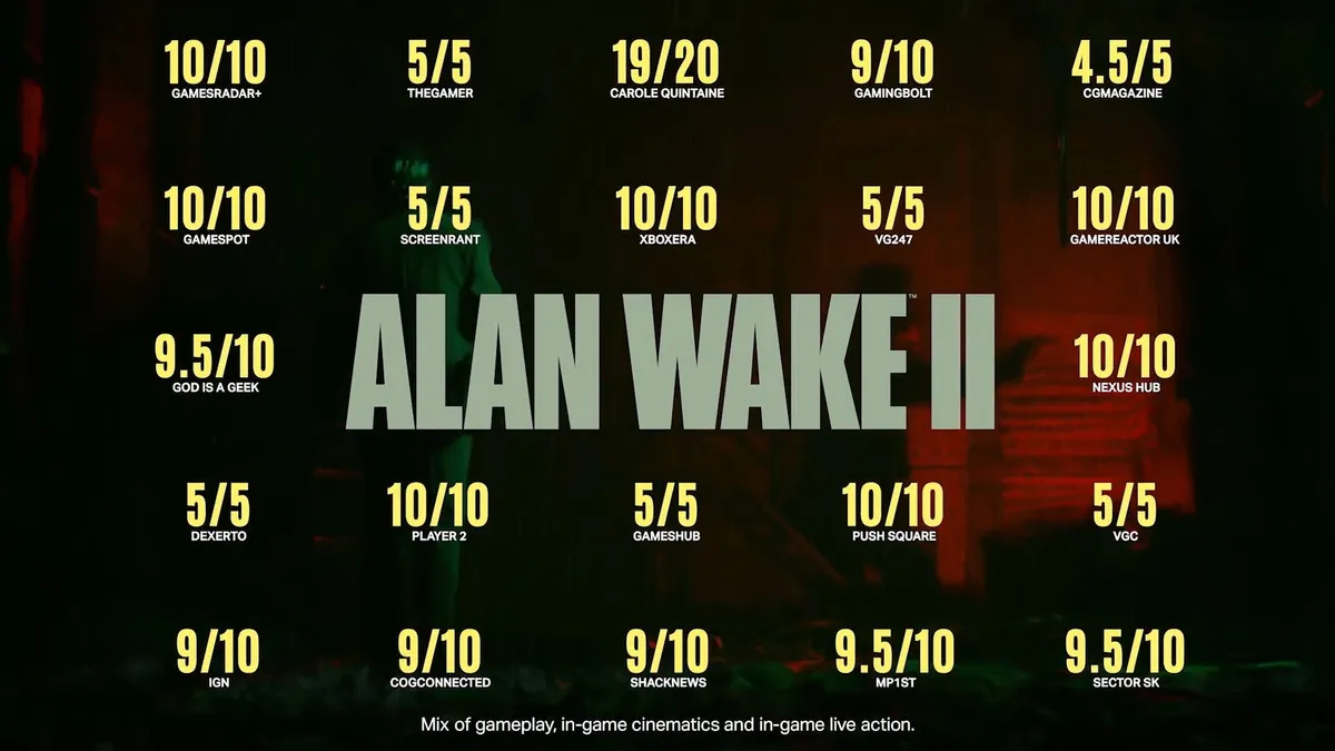 Hlavní obrázek článku: Nový trailer na hru Alan Wake 2 se chlubí vysokými známkami v recenzích