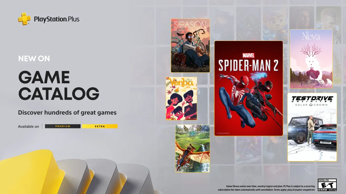 Hlavní obrázek článku: Oznámeny nové hry do předplatného PlayStation Plus Extra a Premium – Marvel’s Spider-Man 2 i Monster Hunter Stories