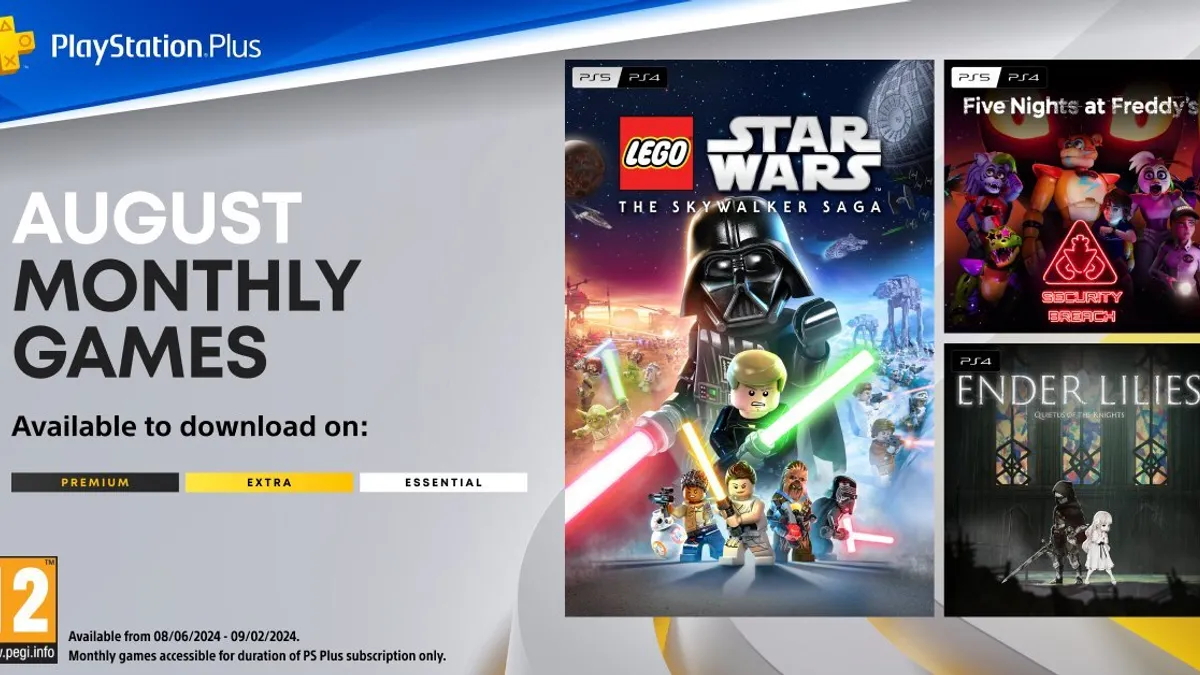 Hlavní obrázek článku: Předplatné PlayStation Plus Essential nabídne v srpnu hry LEGO Star Wars: The Skywalker Saga a Five Nights at Freddy’s Security Breach