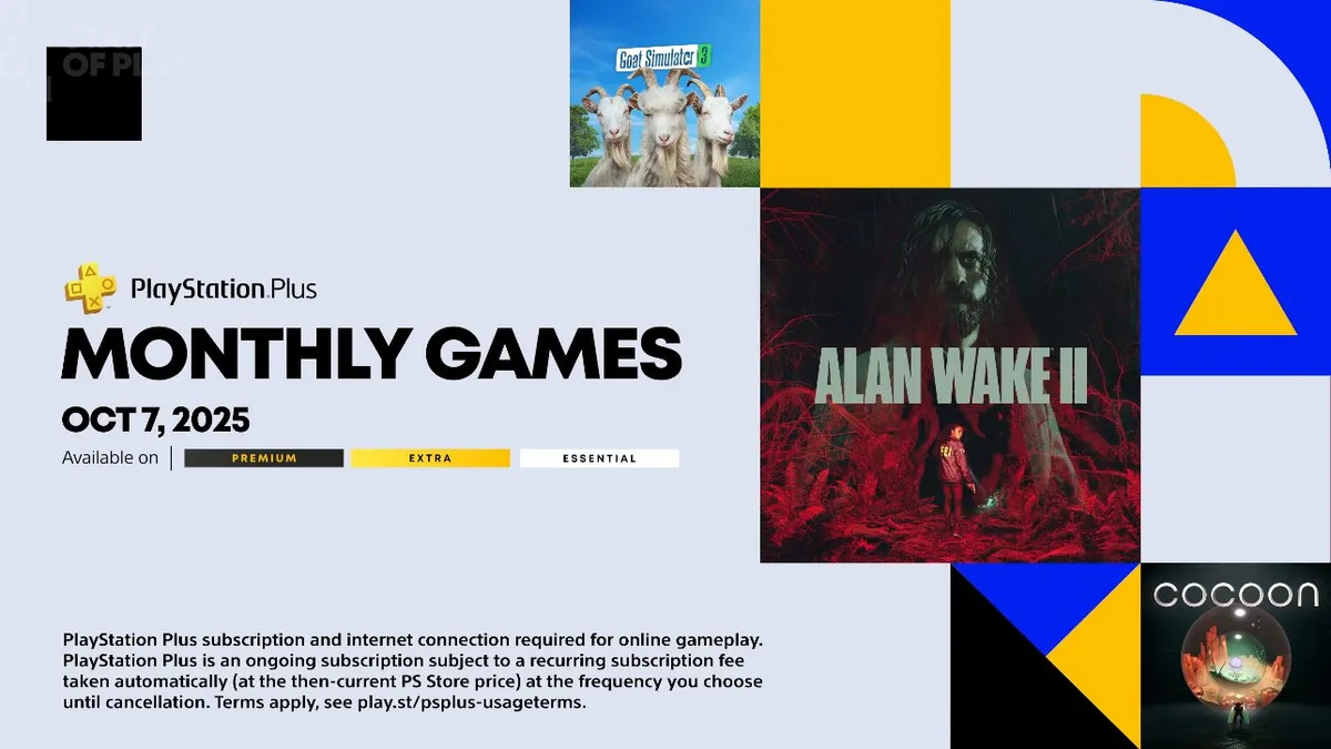 Hlavní obrázek článku: V říjnové nabídce předplatného PlayStation Plus se objeví Alan Wake II nebo Goat Simulator 3