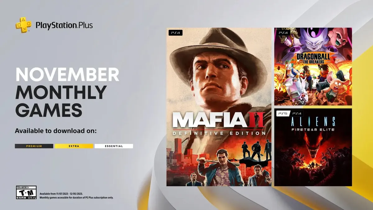 Hlavní obrázek článku: Listopadová nabídka PlayStation Plus Essential obsahuje hry Mafia II: Definitive Edition, Dragon Ball: The Breakers i Aliens Fireteam Elite