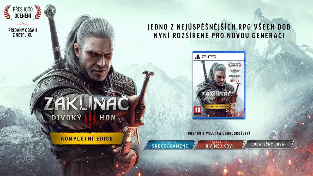 Hlavní obrázek článku: Koncem ledna vyjde krabicová edice hry Zaklínače 3: Divoký hon pro PS5 a Xbox Series X/S