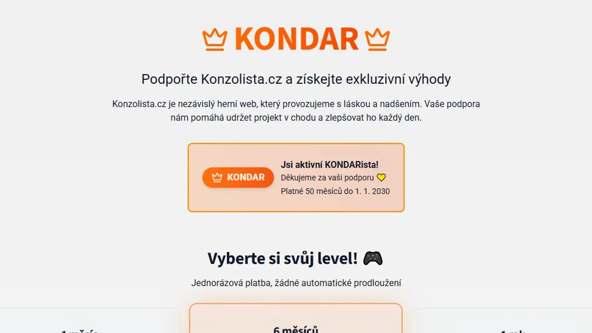 Hlavní obrázek článku: Kondar - Podpořte Konzolista.cz a získejte výhody