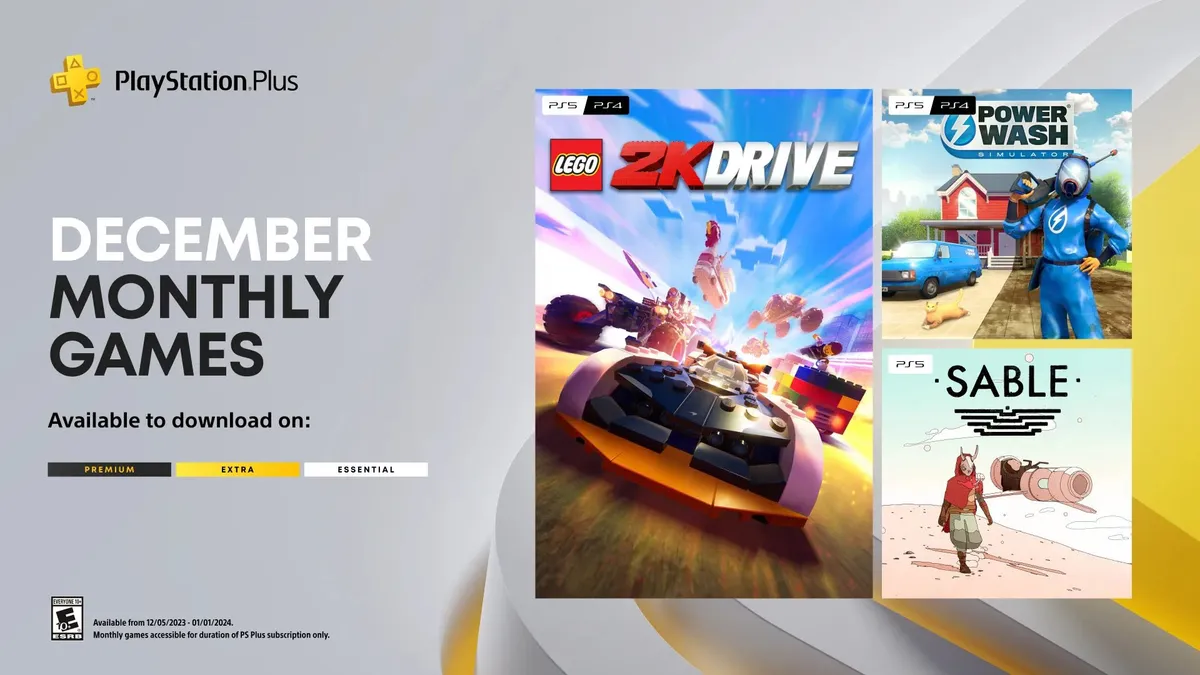 Hlavní obrázek článku: Oznámena prosincová nabídka předplatného PlayStation Plus Essential Games - Lego 2K Drive, Powerwash Simulator a Sable