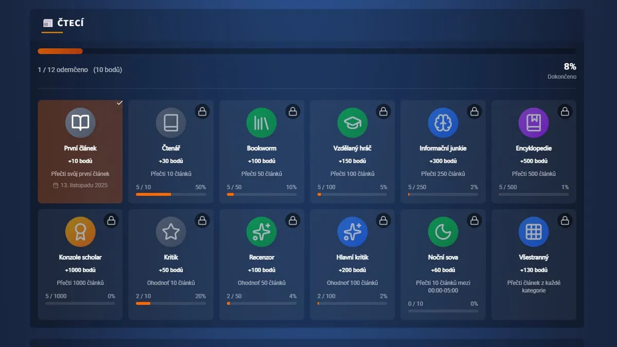 Hlavní obrázek článku: Spouštíme na Konzolista.cz systém achievementů a další novinky 