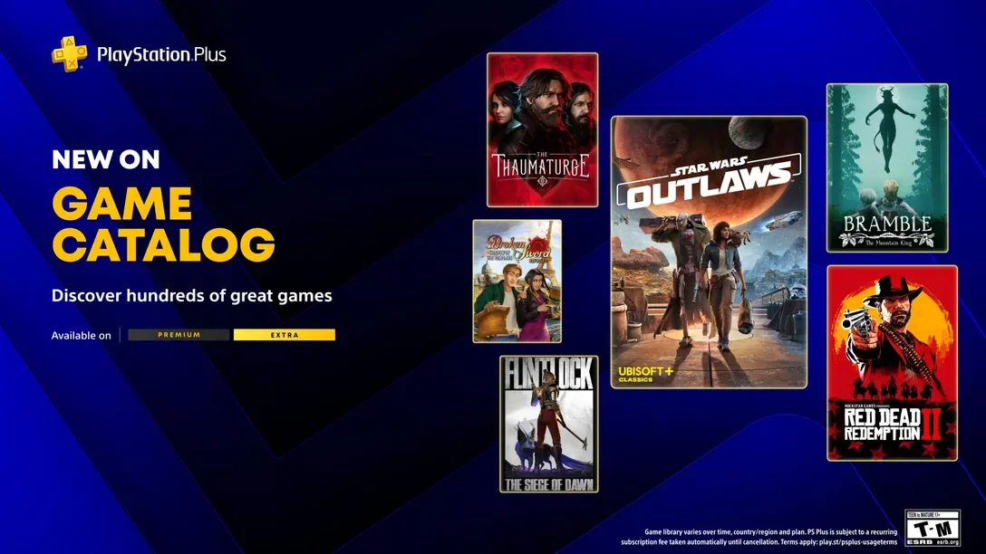 Oznámeny nové hry do předplatného PlayStation Plus Extra a Premium - Star Wars Outlaws nebo Red Dead Redemption 2