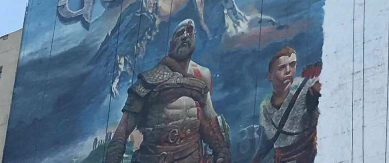 Nový artwork na God of War se objevil na budově v Los Angeles