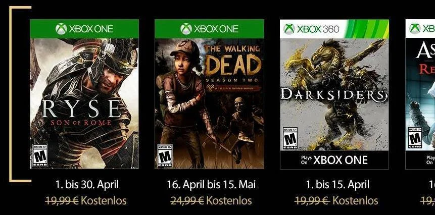 V dubnu by si měli hráči se Zlatým členstvím na Xboxu zahrát Ryse nebo Darksiders - UPDATE