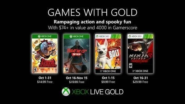 Microsoft oznámil říjnové hry pro Xbox Live Gold