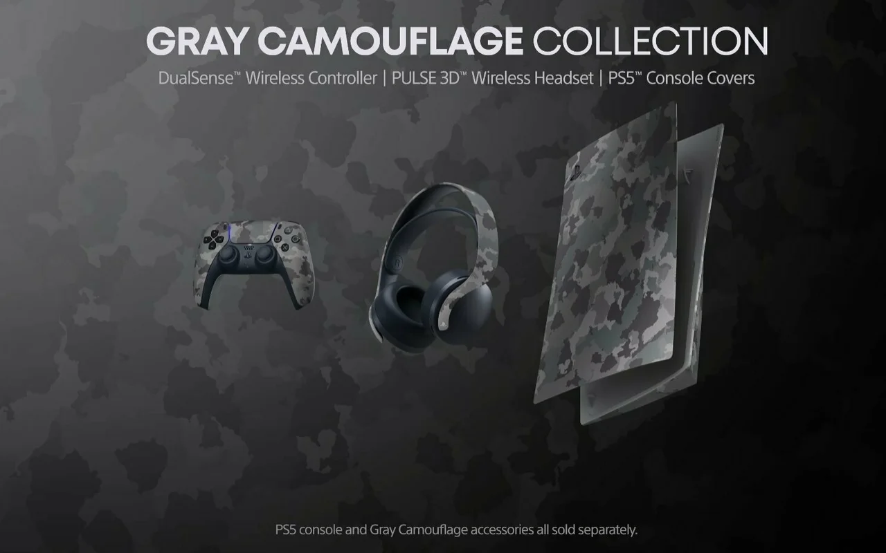 Sony oznámila novou barvu Gray Camouflage pro DualSense, Pulse headset i PS5