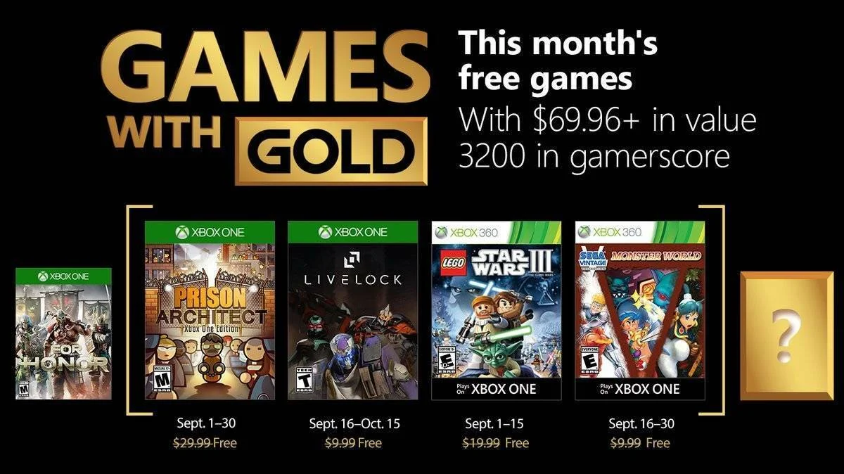 Oznámeny zářijové hry v členství Xbox LIVE GOLD