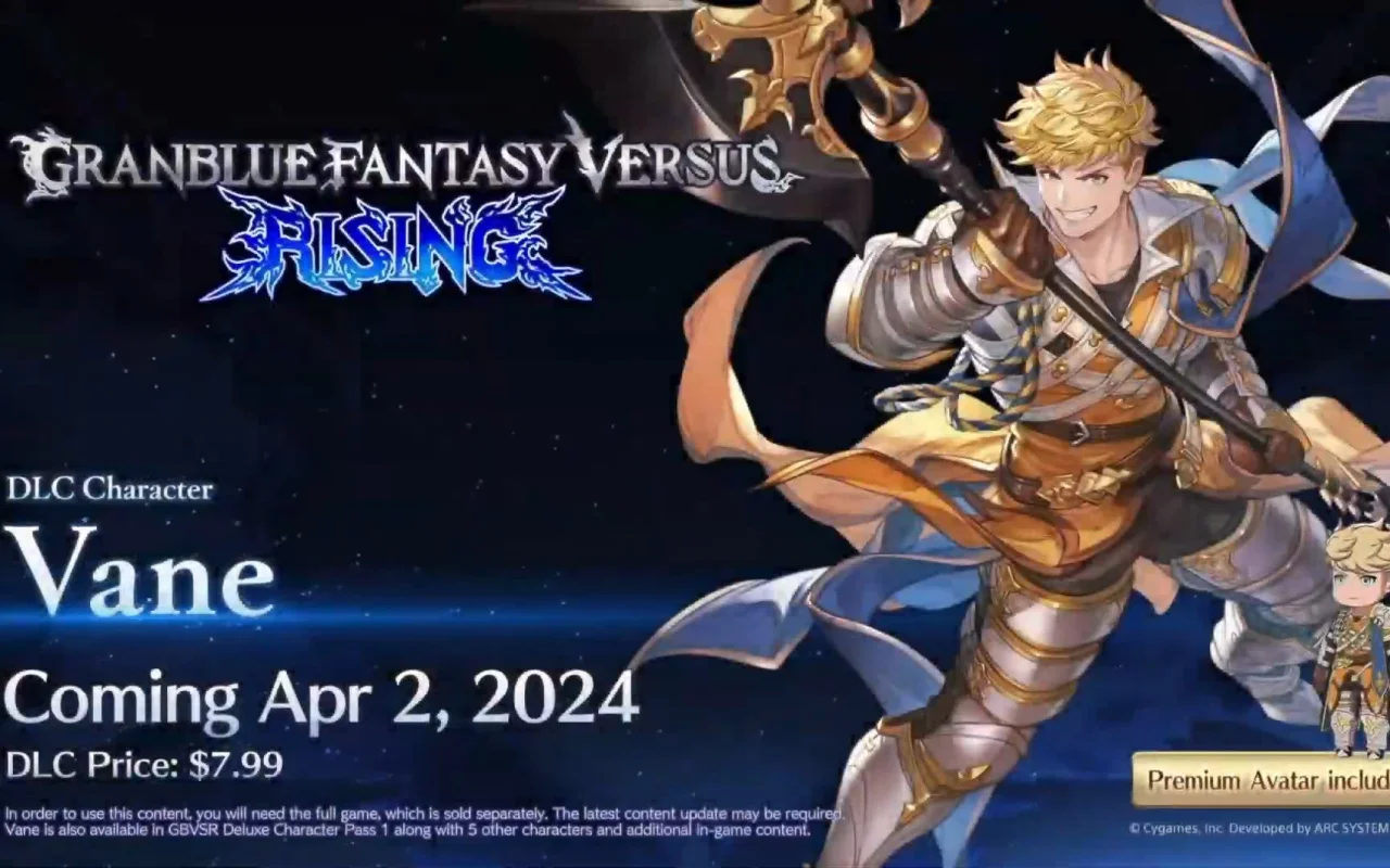 Začátkem dubna se dostane do Granblue Fantasy Versus: Rising bojovník Vane