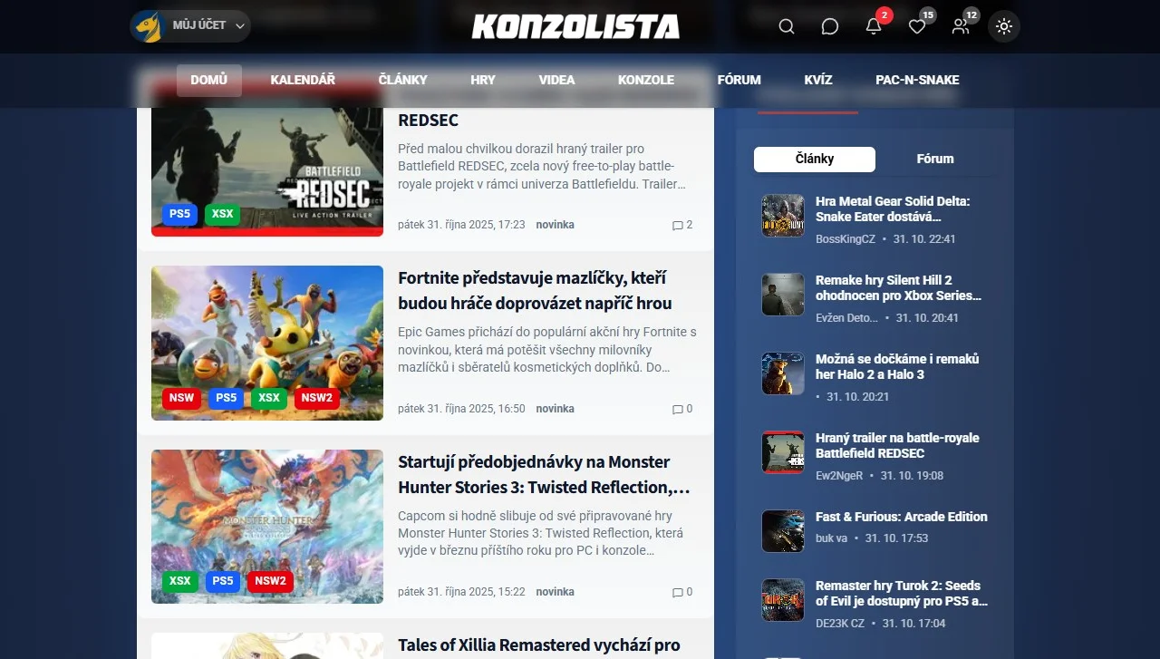 Velký update Konzolisty – přinášíme uživatelské recenze, wishlist a další novinky
