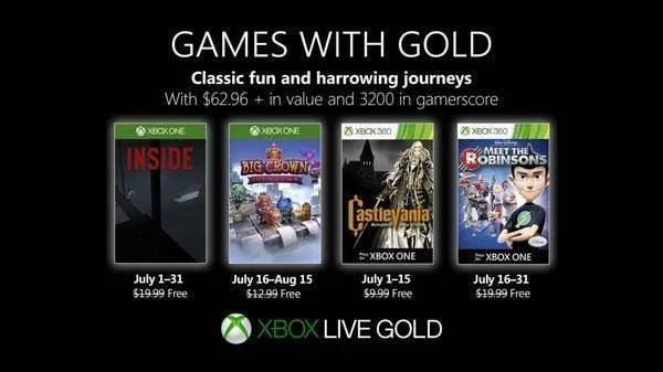 Oznámeny červencové hry v členství Xbox LIVE GOLD