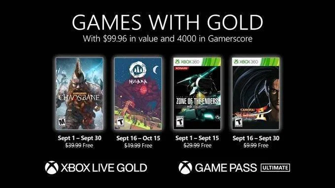 Oznámeny Games with Gold na září