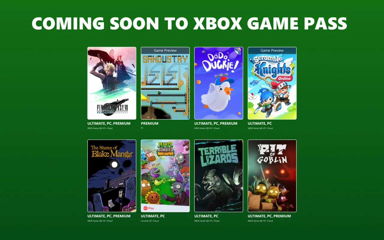 Oznámeny nové hry pro Game Pass. Mezi nimi je Final Fantasy VII Remake Intergrade nebo Plants vs. Zombies: Replanted