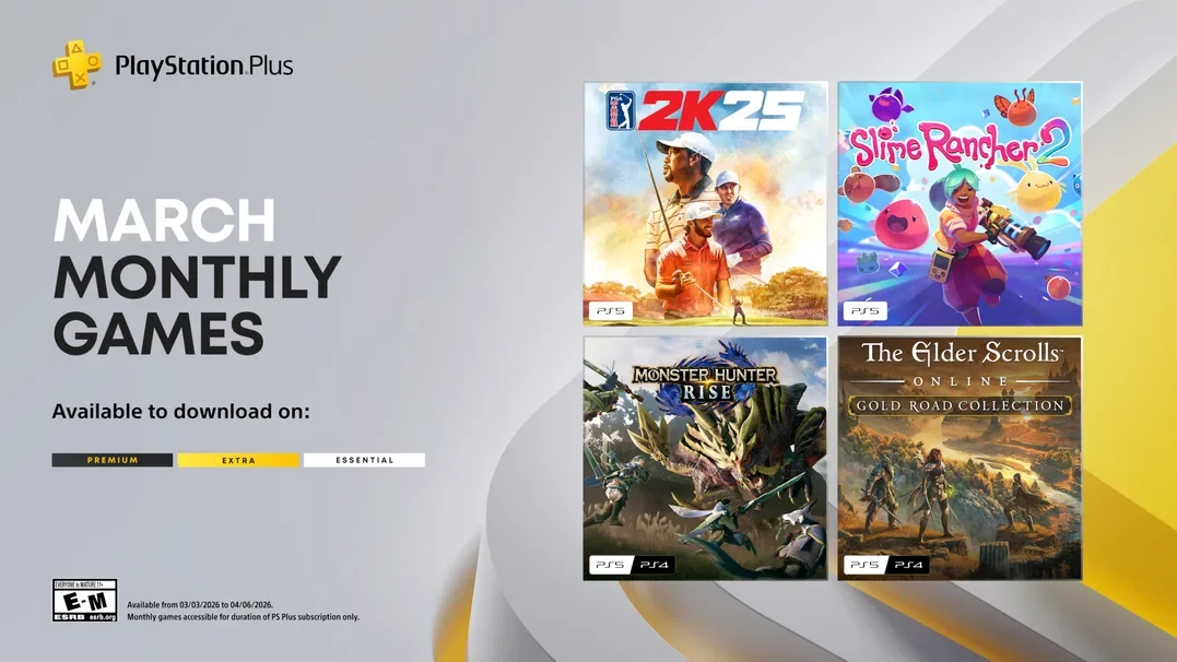 Oznámena březnová nabídka PlayStation Plus Essential - Monster Hunter Rise nebo The Elder Scrolls Online