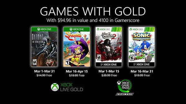 Oznámeny Xbox Live Gold hry pro březen