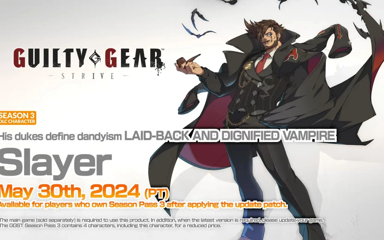 Oznámen čtvrtý dodatečný bojovník v rámci třetího roku pro Guilty Gear Strive – upír Slayer