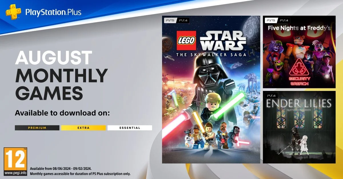 Předplatné PlayStation Plus Essential nabídne v srpnu hry LEGO Star Wars: The Skywalker Saga a Five Nights at Freddy’s Security Breach 