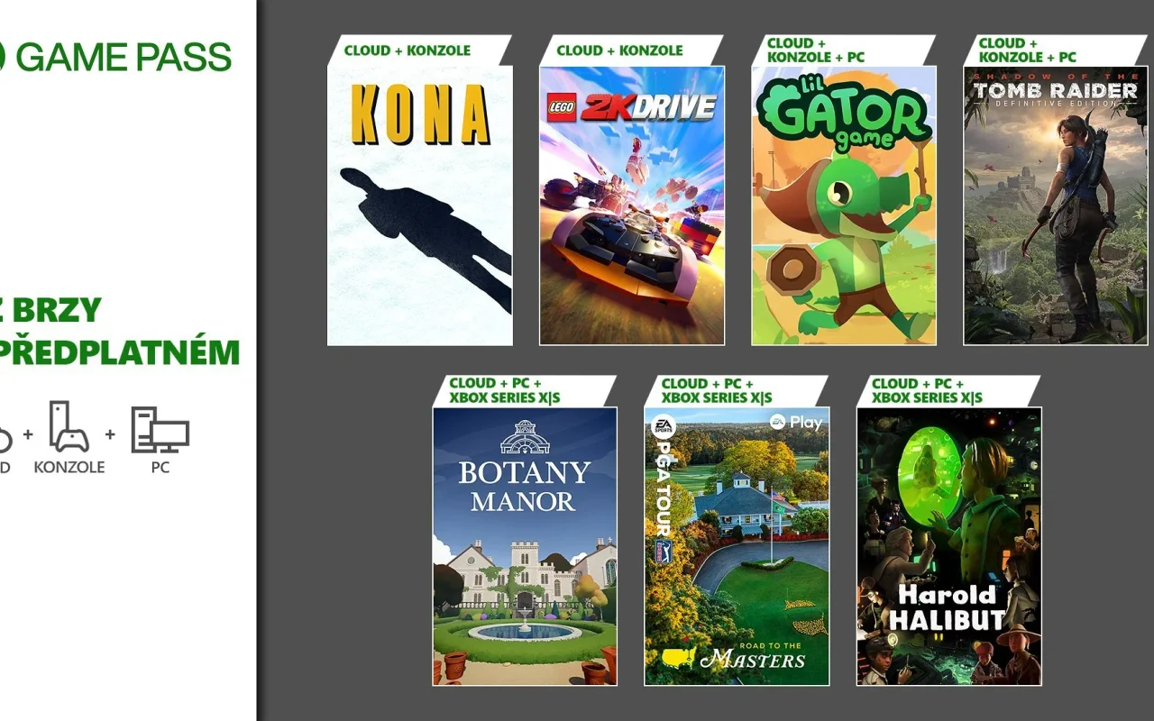 Do předplatného Xbox Game Pass míří LEGO 2K Drive, Shadow of the Tomb Raider i EA Sports PGA Tour