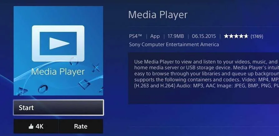 Media Player v PS4 Pro dostane podporu pro 4K videa