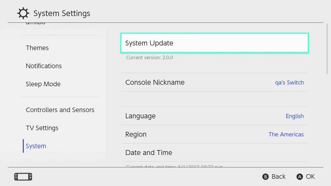 Konzole Nintendo Switch dostala update na 3.0.0
