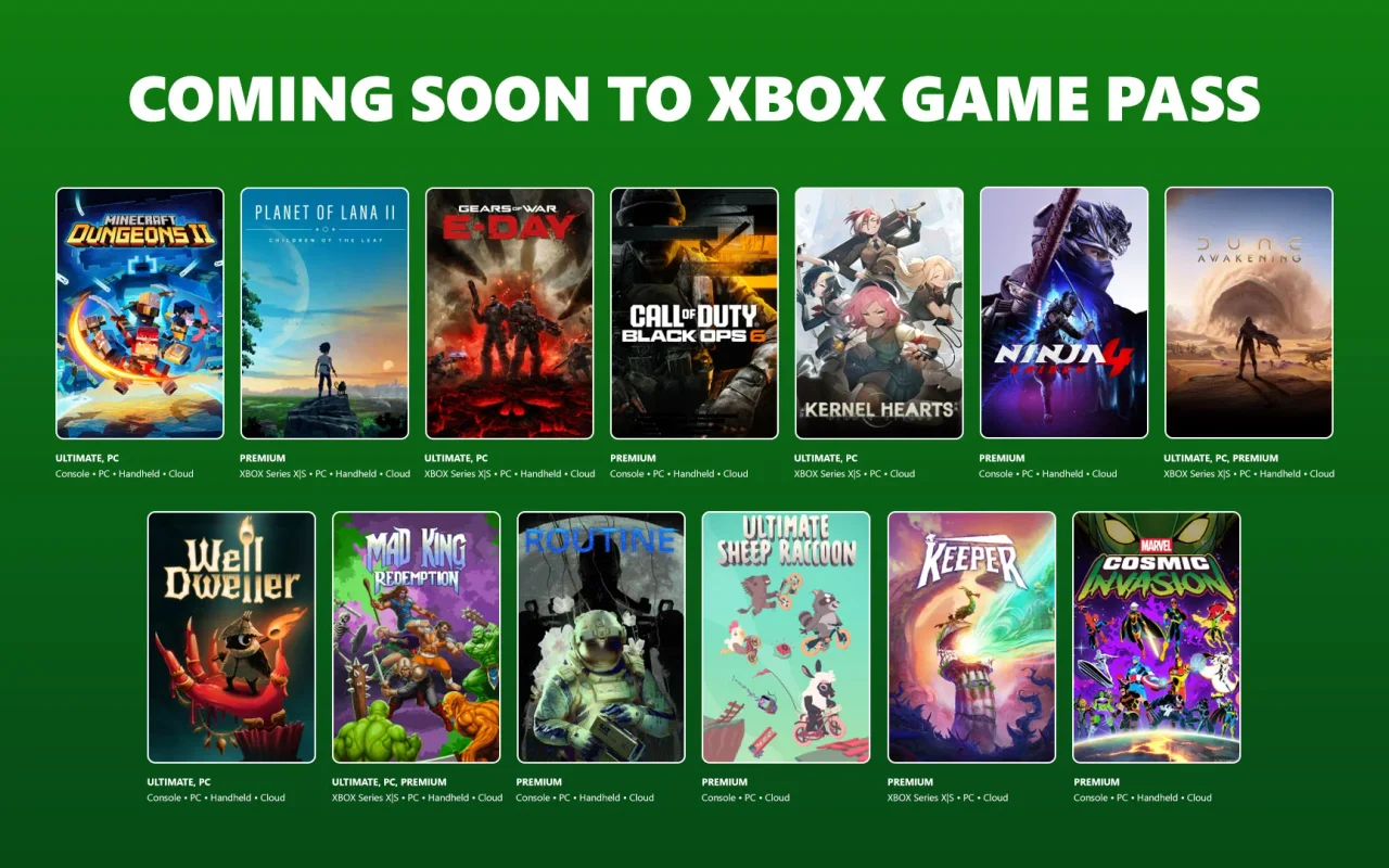 Oznámeny nové hry do předplatného Game Pass - Minecraft Dungeons II nebo Gears of War: E-Day