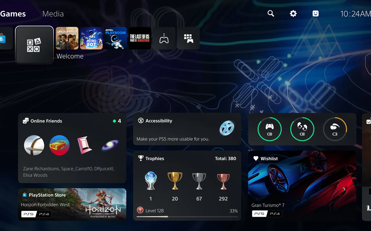 Oznámena nová větší aktualizace pro konzoli PlayStation 5, přidává Welcome hub, sdílení voice chatu nebo adaptivní nabíjení 