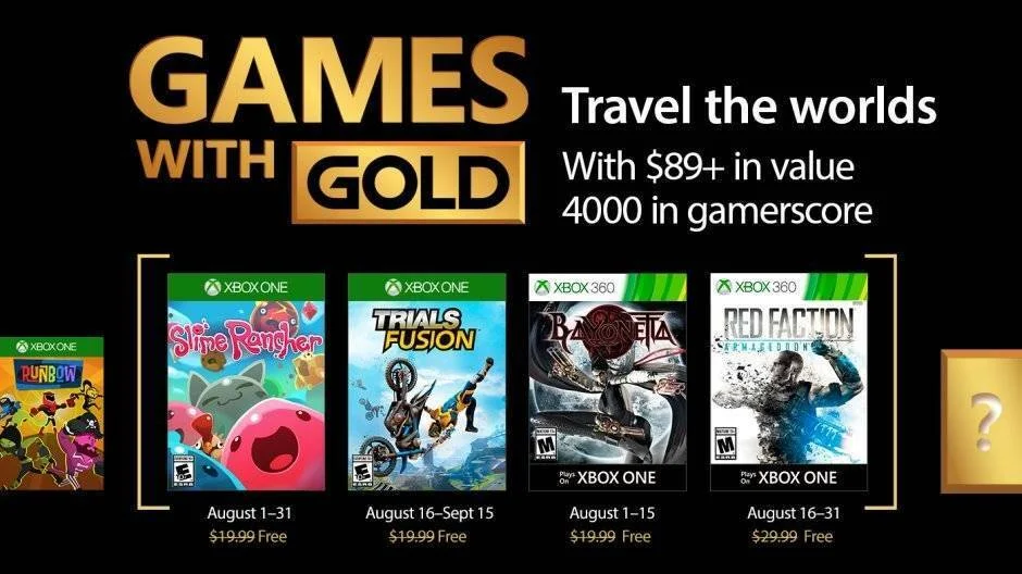 Oznámeny hry pro srpen na Xbox Live Gold