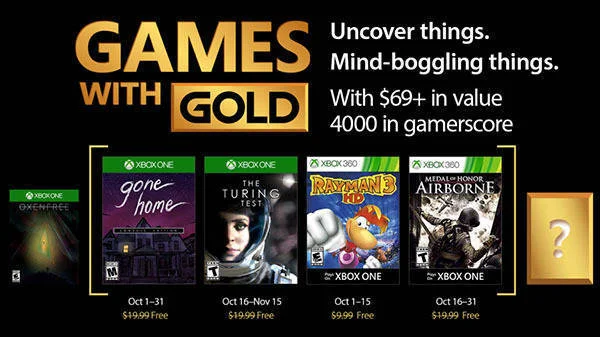 Oznámeny Xbox Live Gold hry pro říjen