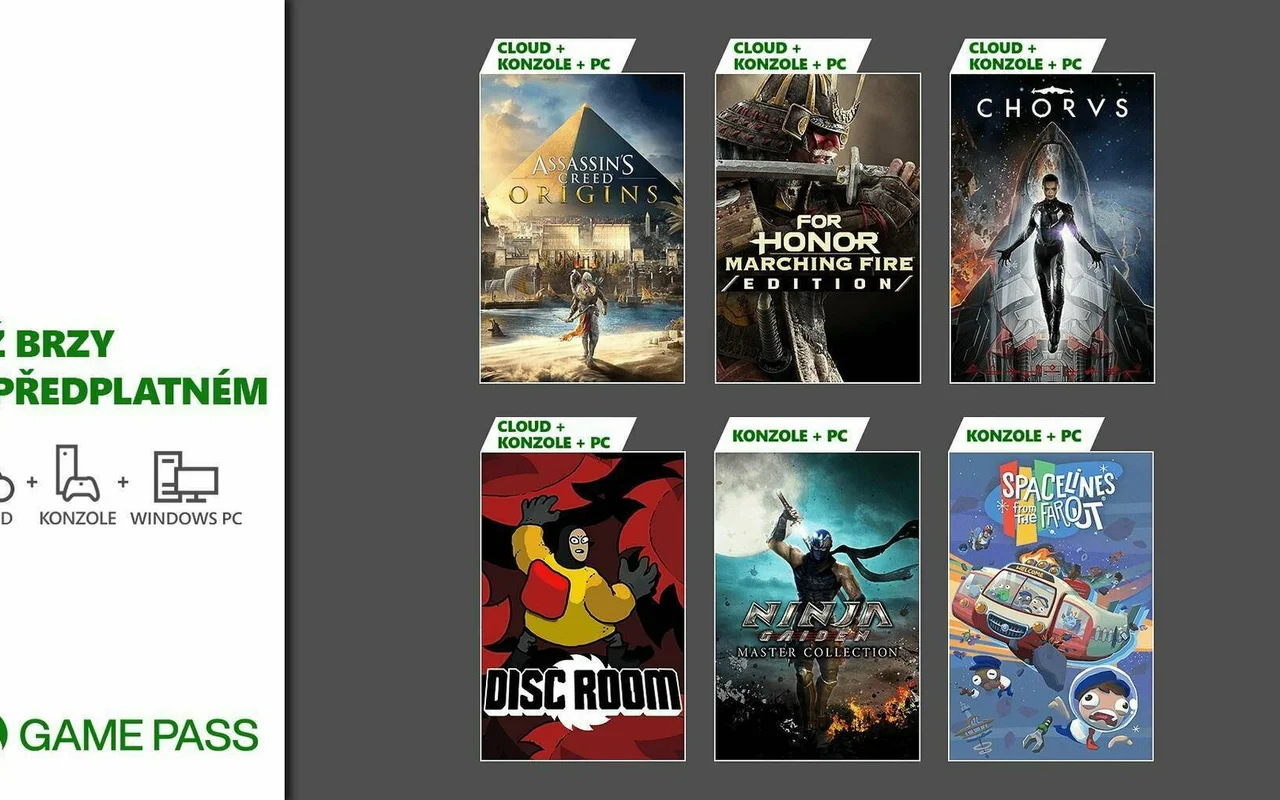 Xbox Game Pass příští měsíc obohatí Assassin’s Creed Origins, For Honor nebo Chorus