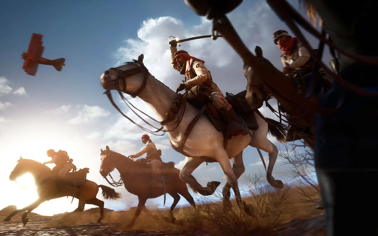 Záběry z hraní pouštní mapy akce Battlefield 1