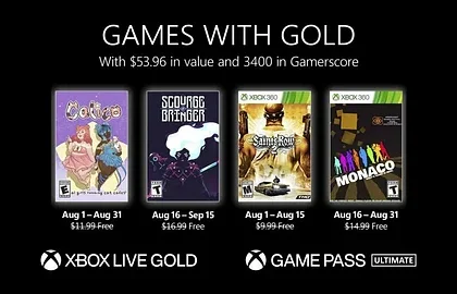 Oznámena nabídka Games with Gold na srpen