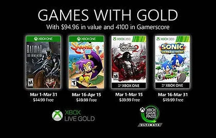 Oznámeny Xbox Live Gold hry pro březen