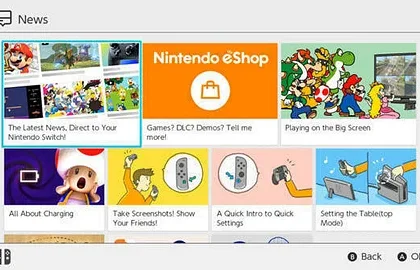 Nové záběry z menu konzole Nintendo Switch