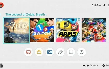 Ukázka menu konzole Nintendo Switch