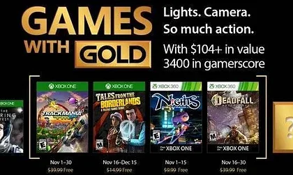 Oznámeny listopadové hry pro Xbox Live Gold uživatele