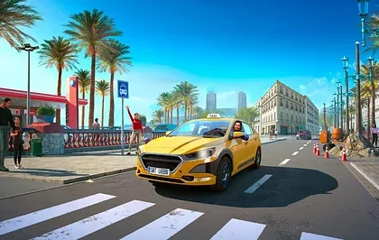 Taxikářem v Barceloně ve hře Taxi Life: A City Driving Simulator