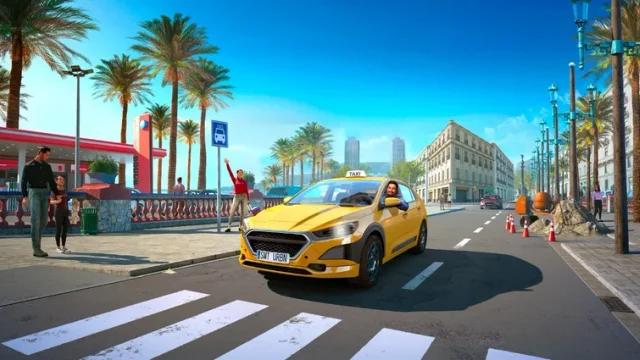 Taxikářem v Barceloně ve hře Taxi Life: A City Driving Simulator